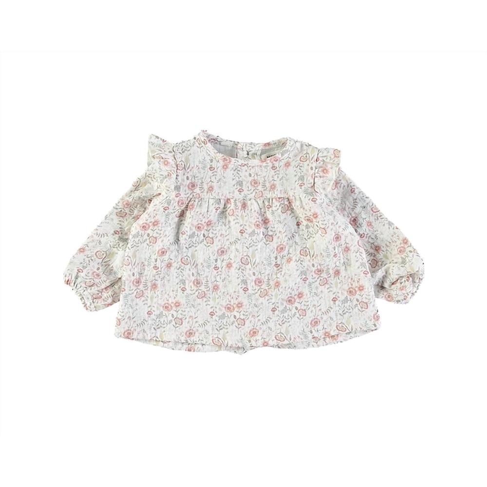 NEW PETIT INDI girls floral blouse in white multi